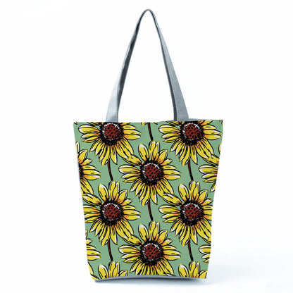 Women'S Lazy Sunflower Print One Shoulder Shopping Bag