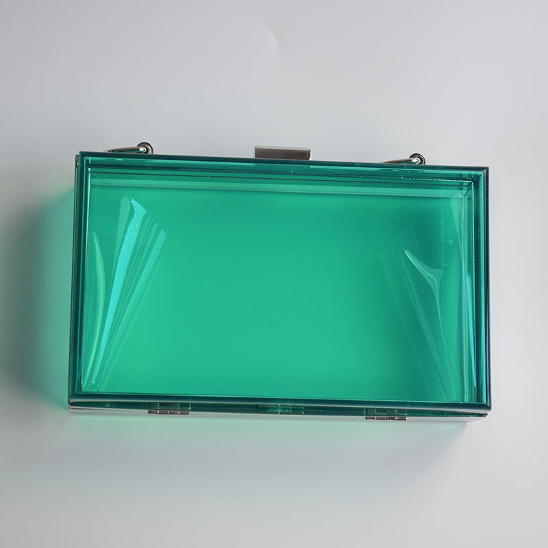 Women Transparent Clear Acrylic Bag Chain Dinner Party Small Square Bag