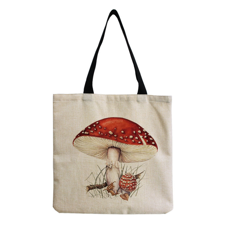 Women'S Creative Large Capacity Portable Mushroom Print Shopping Bag