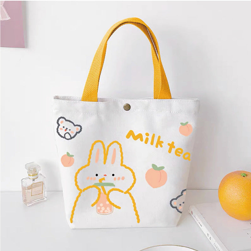 Sac de courses en toile imprimé agneau pour femme, simple et mignon, motif dessin animé 
