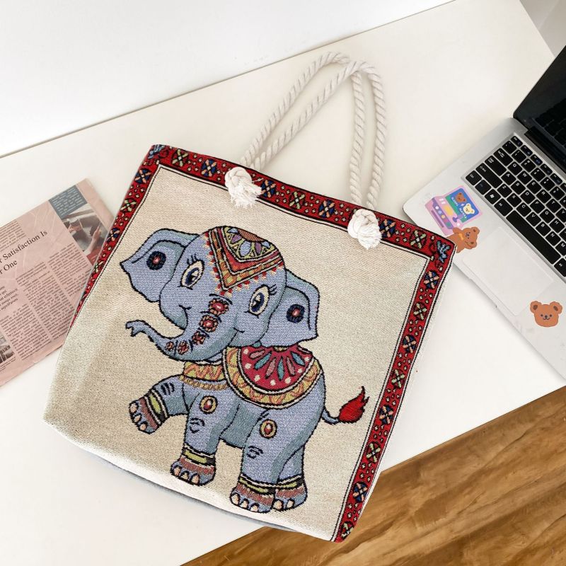 Sac à bandoulière brodé vintage de grande capacité 