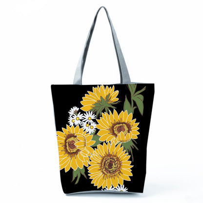 Women'S Lazy Sunflower Print One Shoulder Shopping Bag