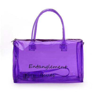 Fashion Transparent Candy Color Large Capacity Portable Travelling Plastic Bag