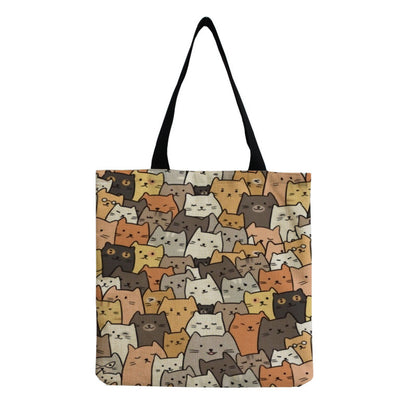 Fashionable Foldable Portable Cute Cat Group Printing Shopping Bag