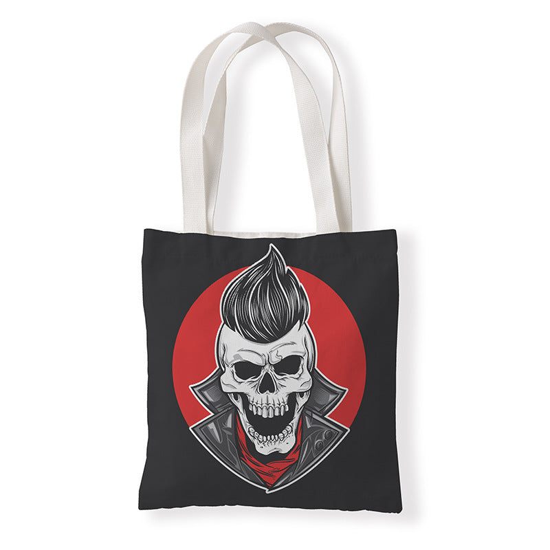 Women Fashion Horror Graphic Printed Canvas Tote Bag