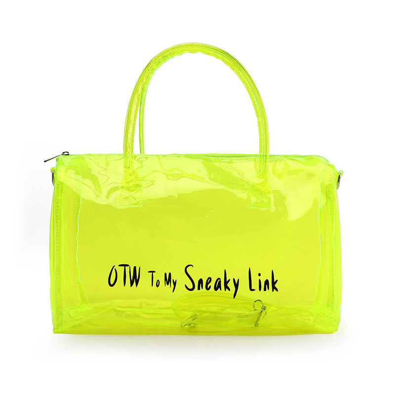 Fashion Transparent Candy Color Large Capacity Portable Travelling Plastic Bag