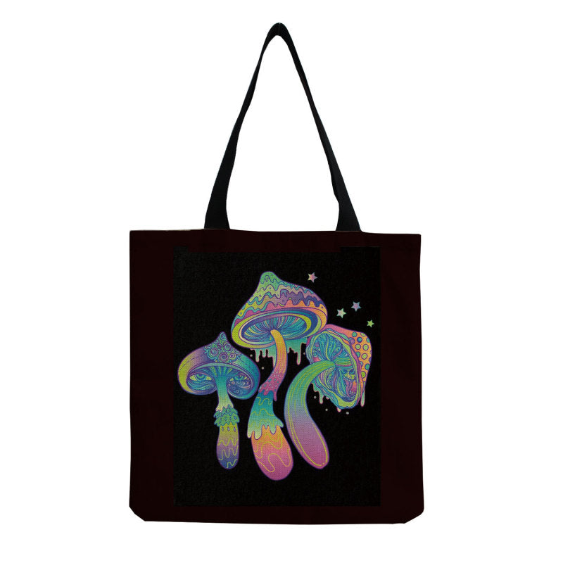 Women'S Creative Large Capacity Portable Mushroom Print Shopping Bag