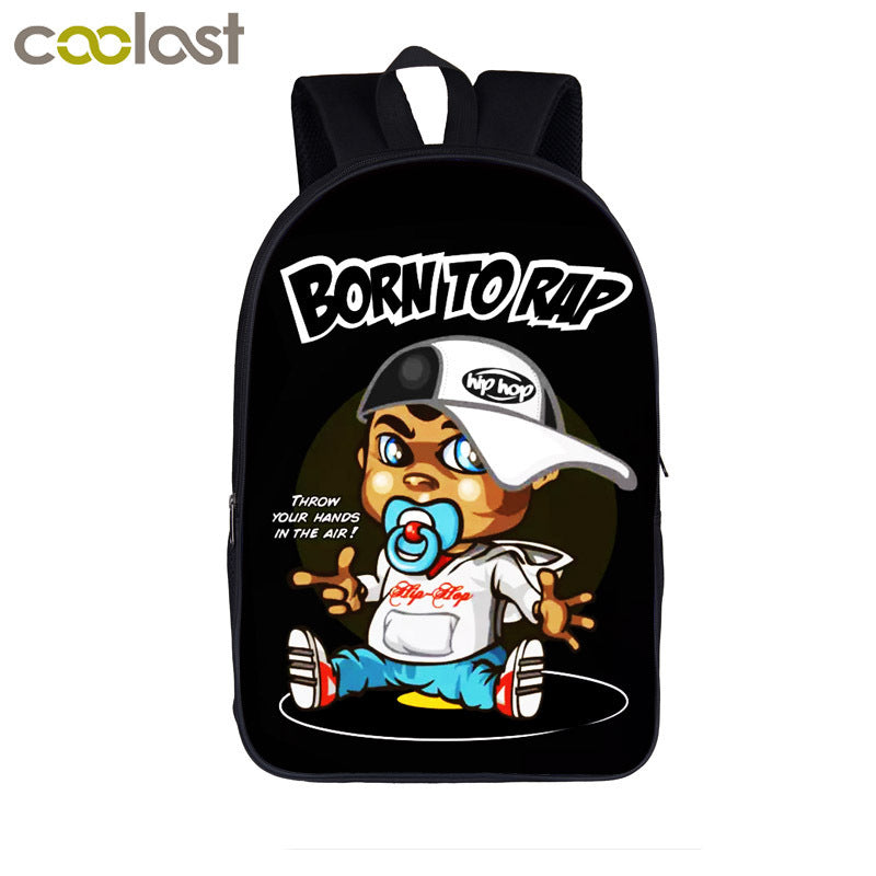 Cartoon Boy Print Creative Polyester Comfortable Breathable Backpack