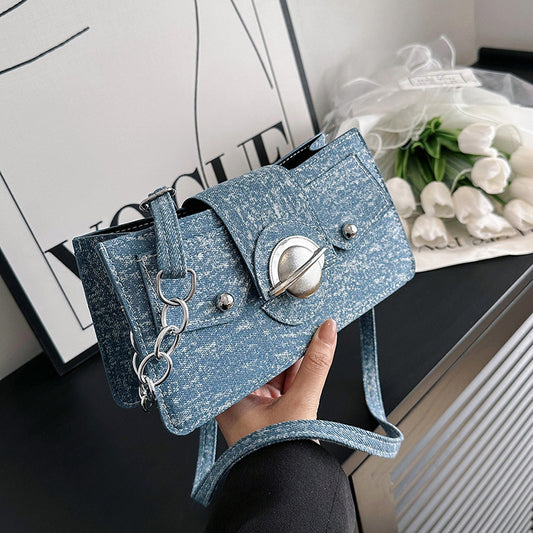 Women Fashion Casual Denim Stitching Canvas Shoulder Bag