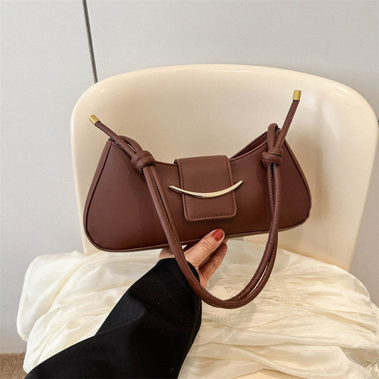 Women Fashion Simple Solid Color Flap Zipper Shoulder Underarm Bag