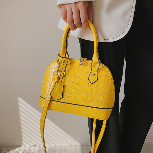 Women Fashion Zipper Design Crocodile Pattern PU Shell Shape Crossbody Bag