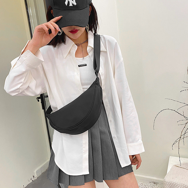 Summer Women Fashionable Simple Dumpling Shape Oxford Cloth Crossbody Bag