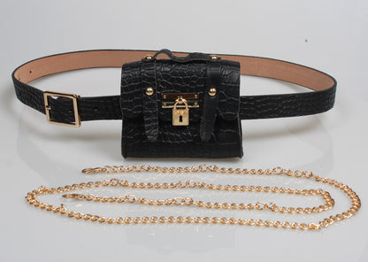 Women Fashion Waist Bag Belt Metal Chain Vintage Belt Bag