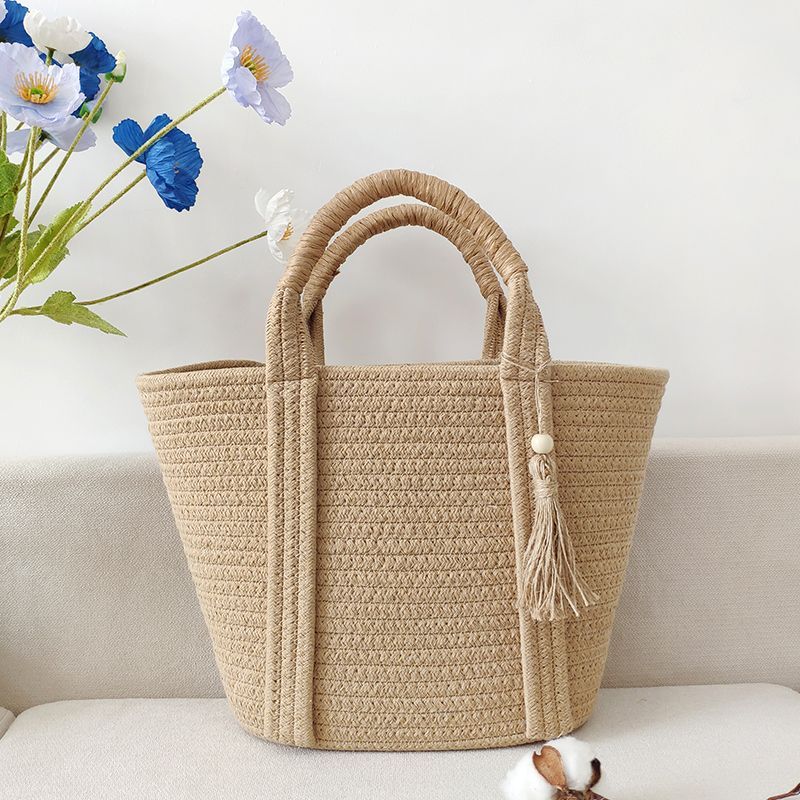 Holiday Beach Simple Fashion Cotton Rope Woven Straw Handbag