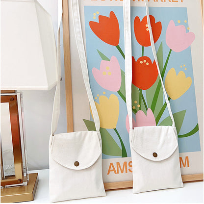 Mini sac à bandoulière en toile de couleur unie pour femme, simple et tendance, style macaron 