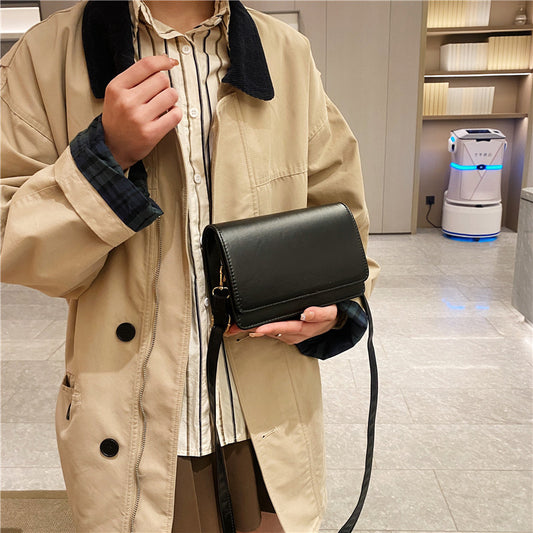 Simple Solid Color Flip Square Shoulder Bag