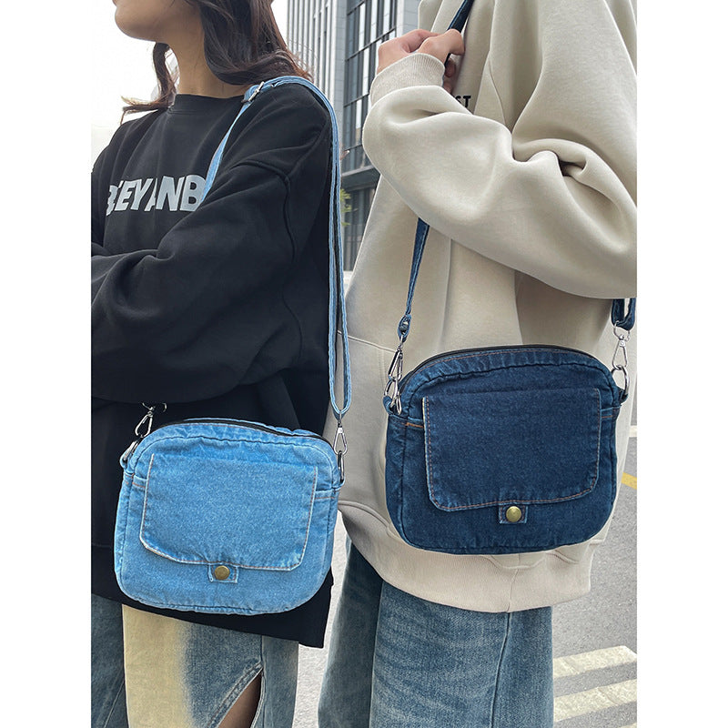 Simple Casual Flip Denim Shoulder Bag