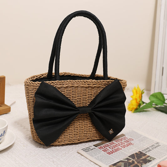 Bohemian Bow Straw Woven Handbag