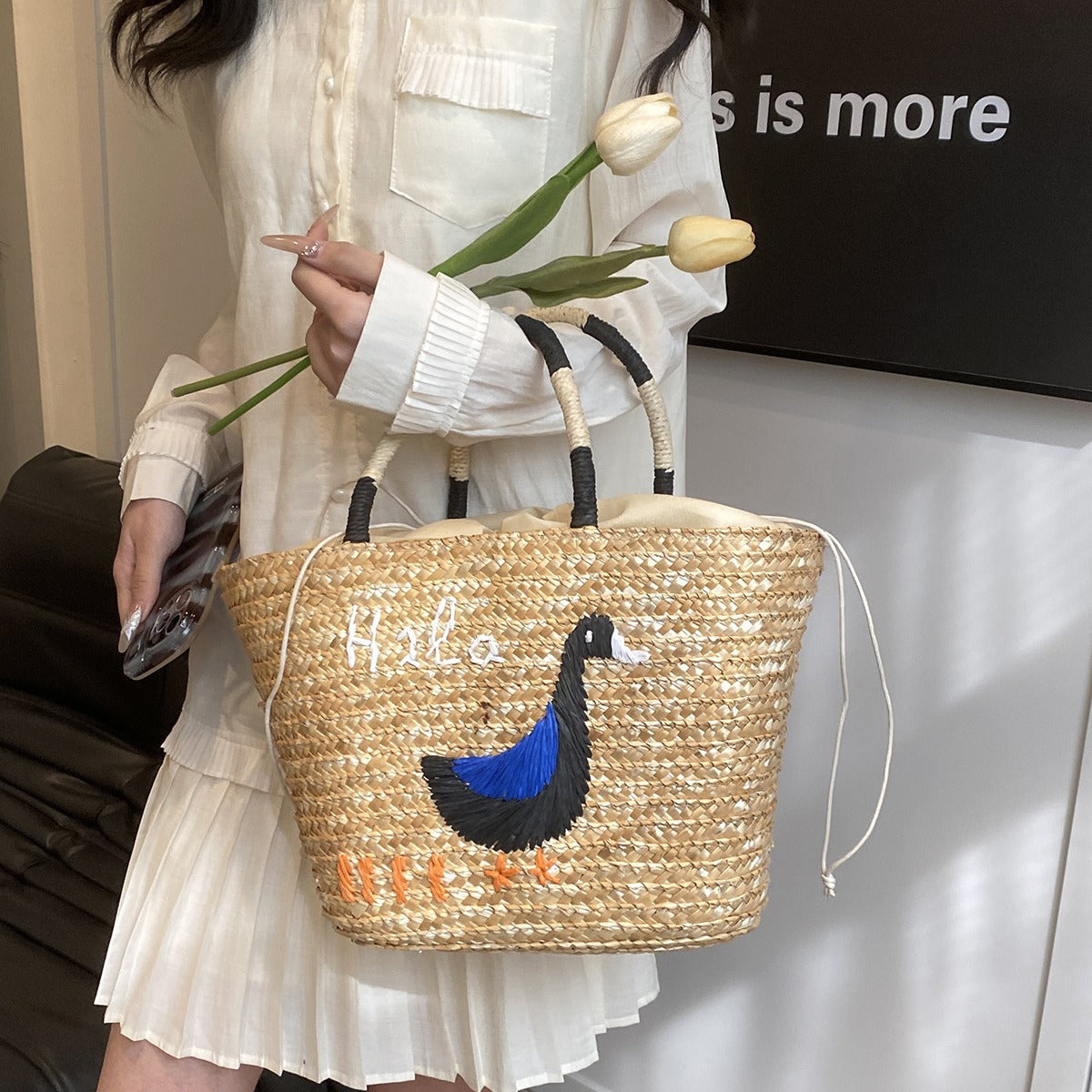 Summer Women Casual Vacation Beach Grass Woven Large Capacity Handbag
