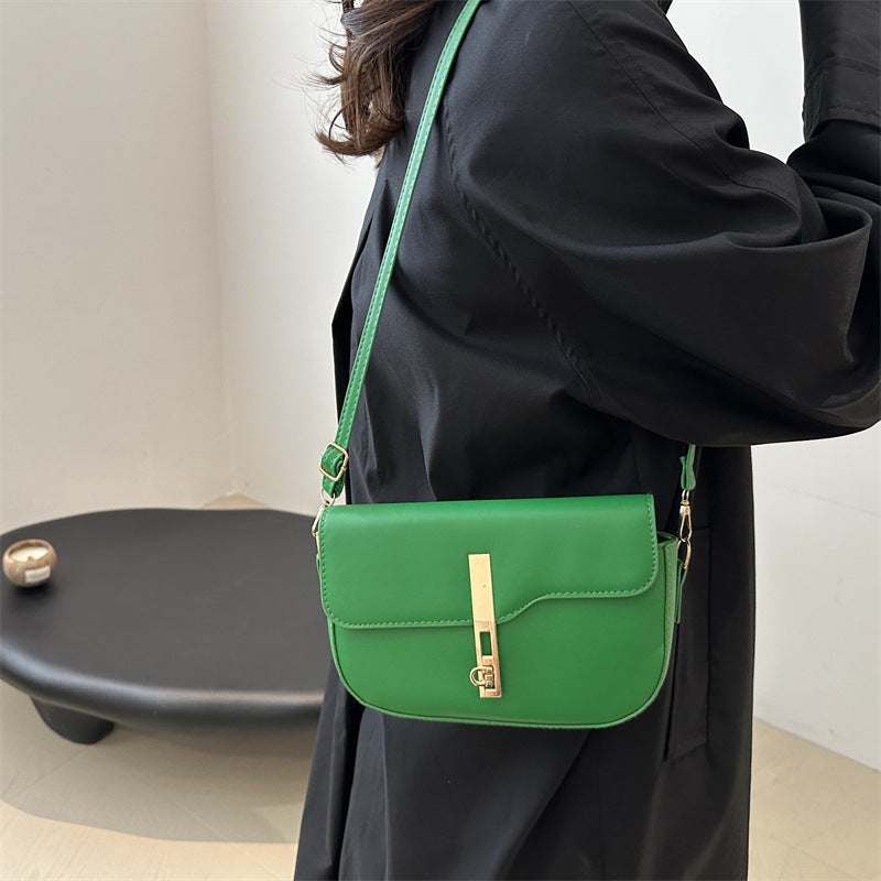 Simple Solid Color Clap Lock Shoulder Bag
