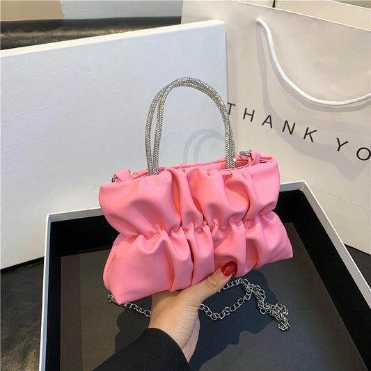 Sac à bandoulière en chaîne avec poignée en strass pour femme 