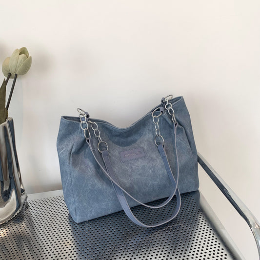 Women Simple Fashionable Large Capacity Square PU Tote Bag