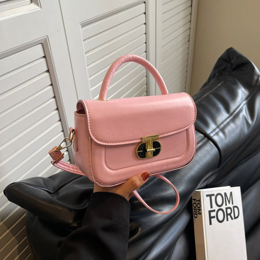Women Fashionable Simple Square Flap Lock Crossbody Bag