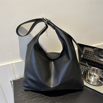 Women Fashion Retro Solid Color Large Capacity PU Tote Bag