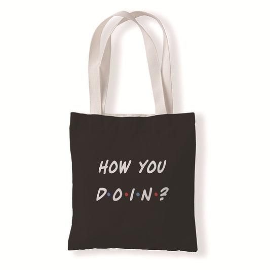 Women Fashion Creative Friends Printed Canvas Tote Bag
