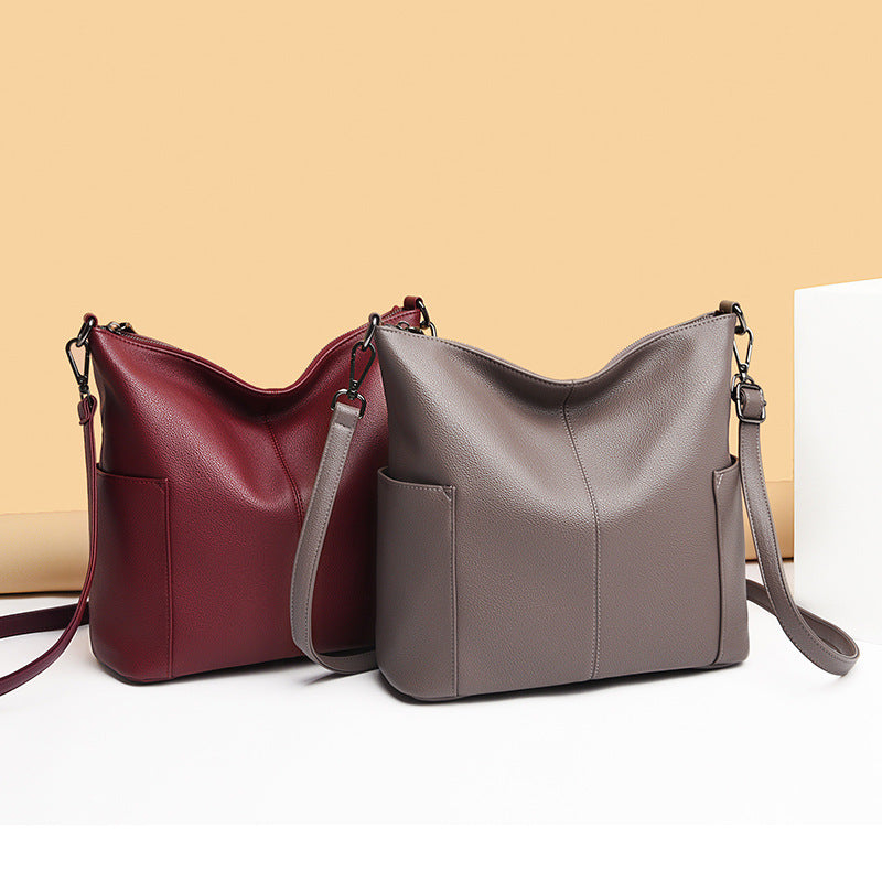 Sac à main élégant et tendance pour femme, sac à bandoulière en cuir souple de grande capacité 