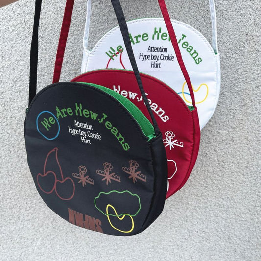 Women Fashion Casual Solid Color PU Round Letter Printed Clutch Bag