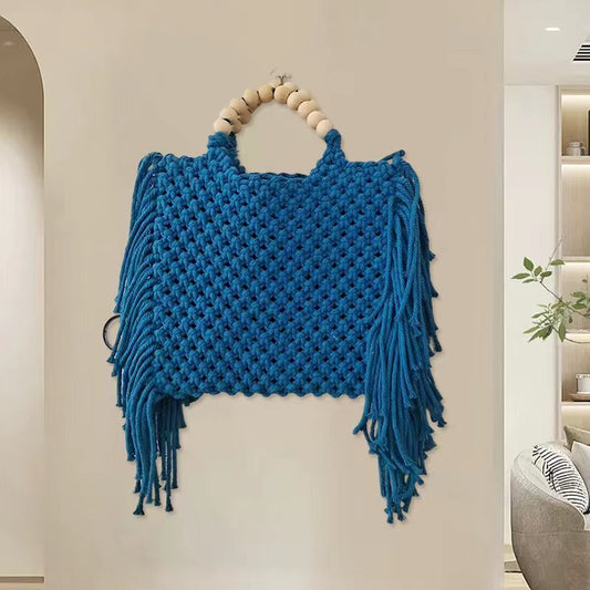 Women Fashion Casual Mini Solid Color Square Knitted Clutch Bag