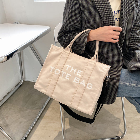 Women Simple Fashion Letter Printing Large Capacity Canvas Tote Bag