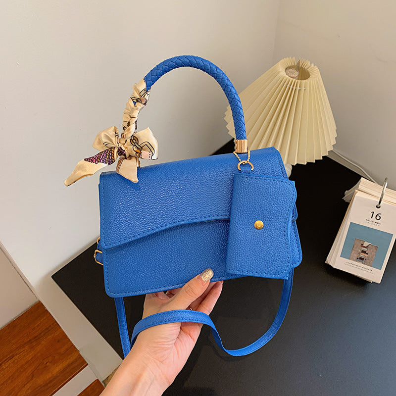 Sac à bandoulière carré à rabat, simple et décontracté, couleur unie 