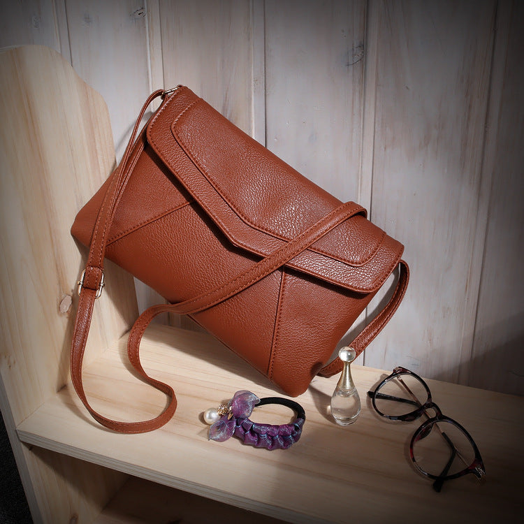 Women Fashion Basic Casual Solid Color PU Shoulder Crossbody Bag