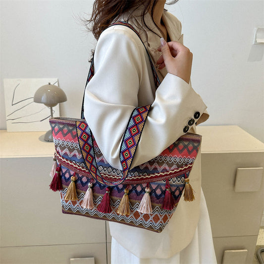 Bohemian Ethnic Tassel Decoration Large Capacity Tote Bag