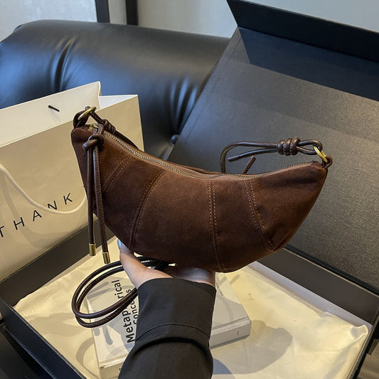 Autumn And Winter Women Retro Frosted Dumpling-Shaped Crossbody Bag