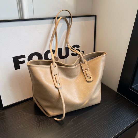 Women Fashionable Simple Large Capacity PU Tote Bag
