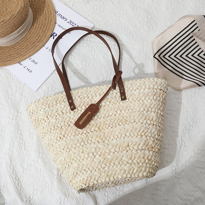 Women'S Fashion Vacation Straw Woven Tote Handbag