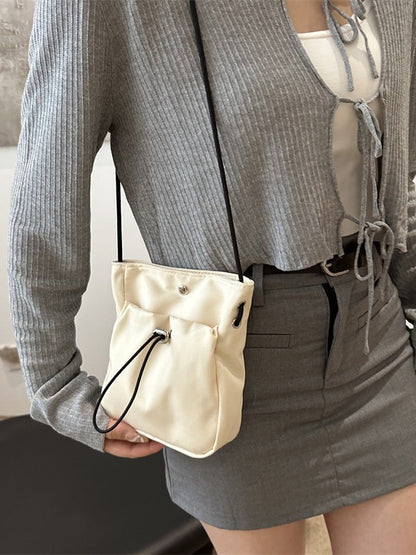 Simple Drawstring Canvas Mini Crossbody Bag