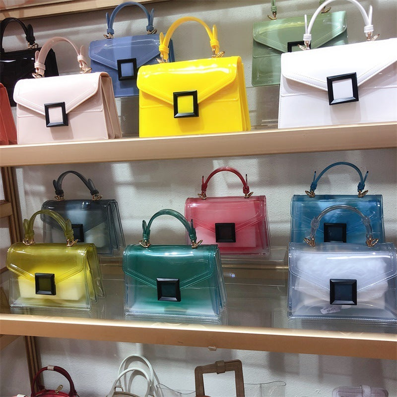 Jelly Bag Transparent PVC Women Gradient Color Small Square Bag
