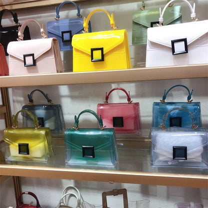 Jelly Bag Transparent PVC Women Gradient Color Small Square Bag