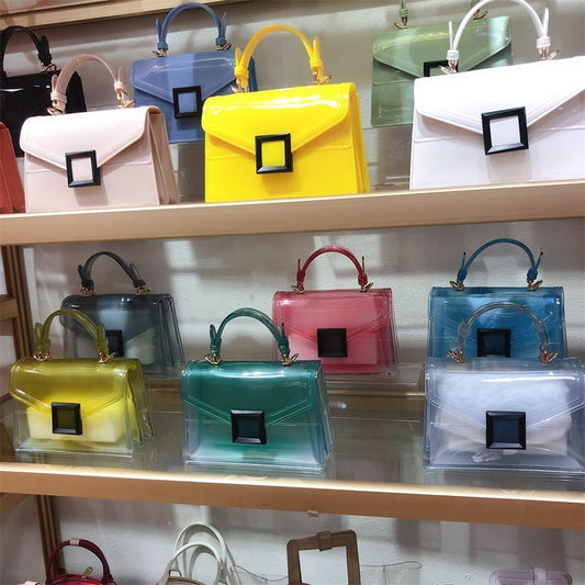 Jelly Bag Transparent PVC Women Gradient Color Small Square Bag
