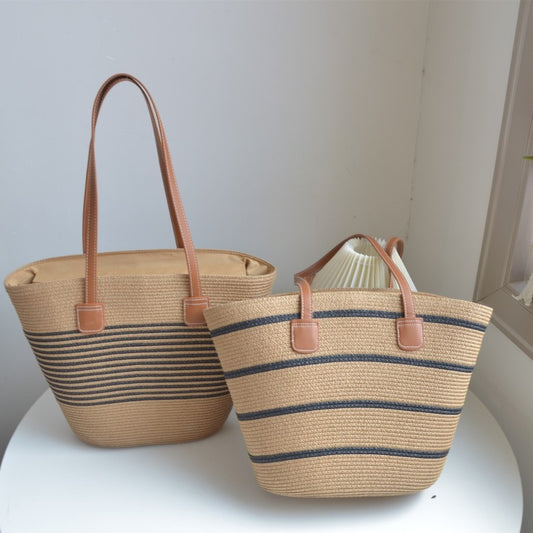 Women Fashion Casual Vacation Beach Straw Woven Large Capacity Shoulder Bag
