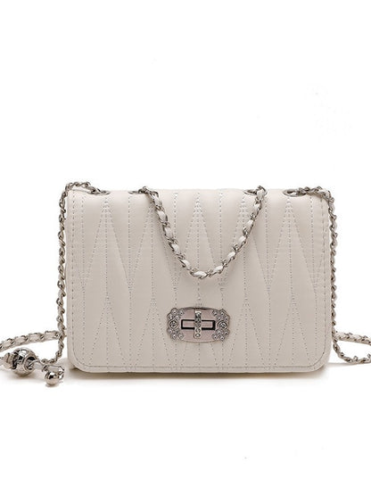 Women Fashion Casual Solid Color Chain Small Square Shoulder Bag