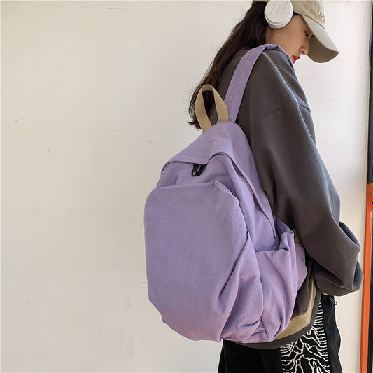 Women Casual Design Solid Color Large Capacity Backpack