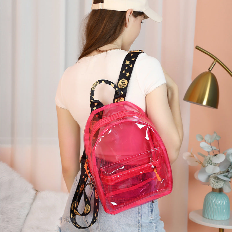 Women Fashion Pvc Clear Waterproof Backpack