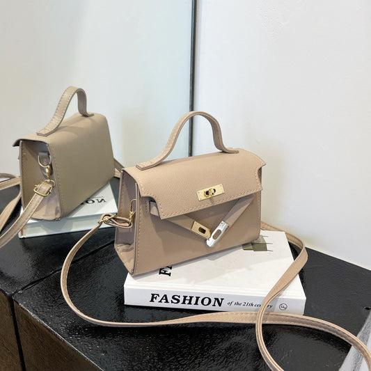 Women Fashion Solid Color Flap Metal Buckle Mini Shoulder Crossbody Bag