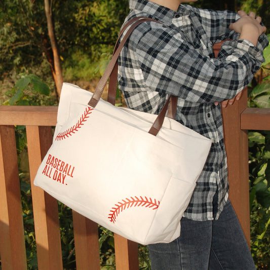 Embroidered Sports Hand-Held Large-Capacity Shopping Bag Canvas Bag