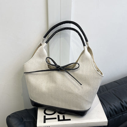 Sacs à main en toile denim avec nœud tendance, grande capacité 